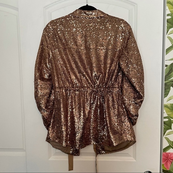 Cinq à Sept Mathieu Sequin Jacket pewter gold XS - Picture 7 of 11